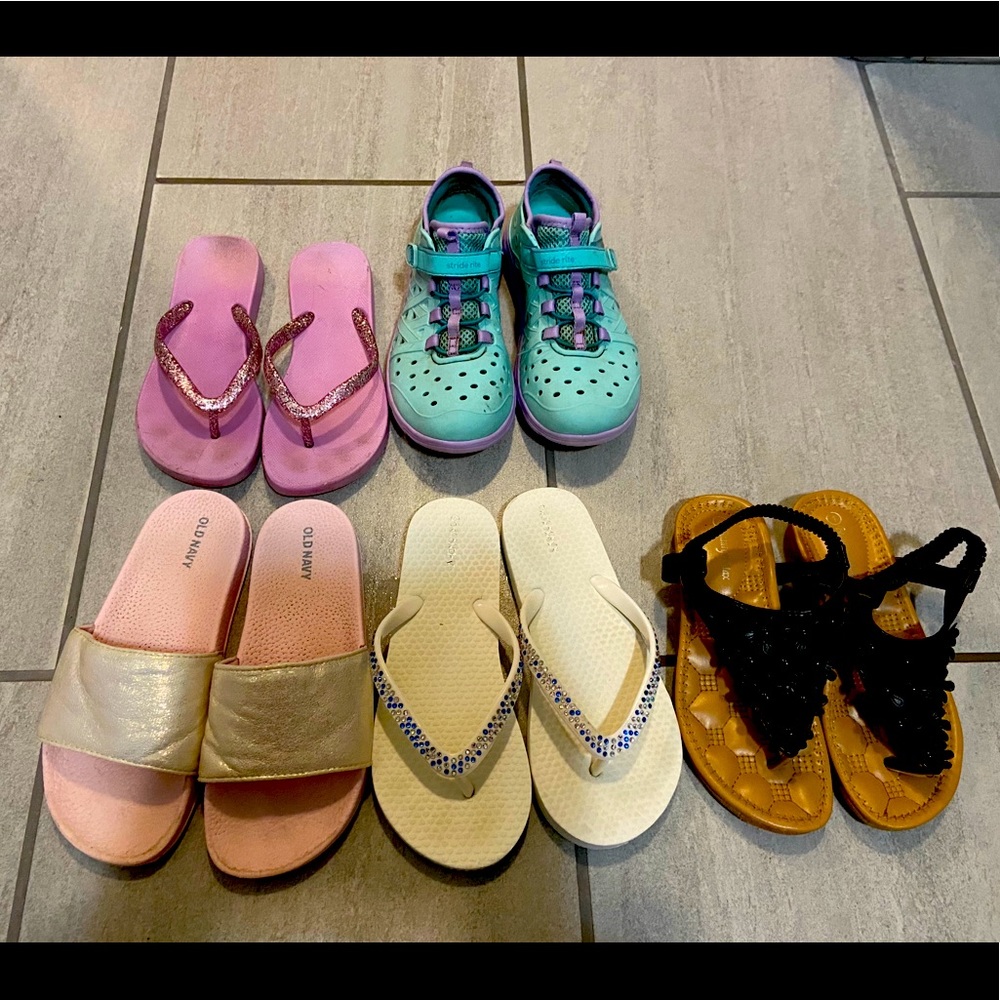 FIVE pairs of girls shoes/sandals - sizes 13-1